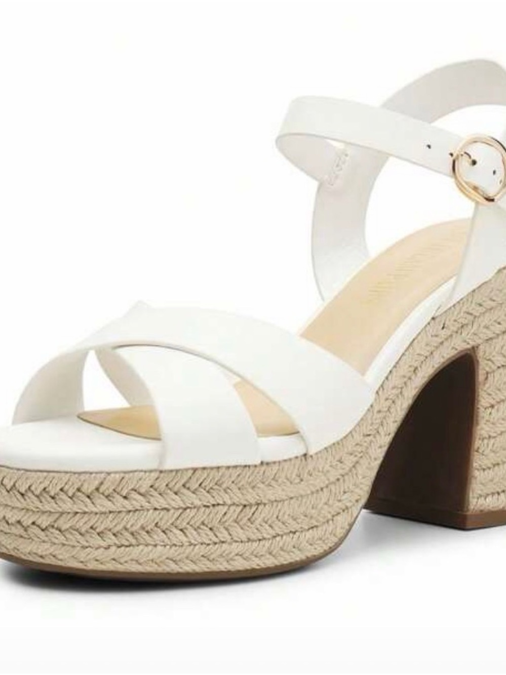 Dream Pairs White Espadrille Platform Wedge Sandals with Ankle Strap
